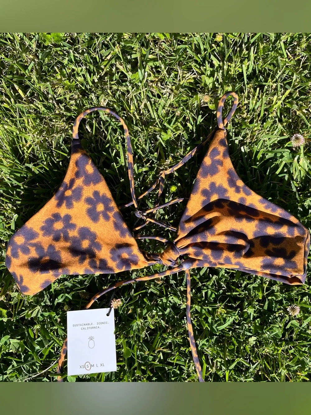 Skatie Sarah Bikini Top Hendrix Floral Print Dream Girl Small Knot Front LA Made